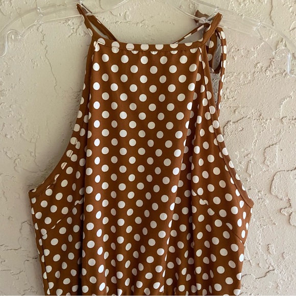 Amazon Ecowish Brown Polkadot Midi Dress - Picture 12 of 16